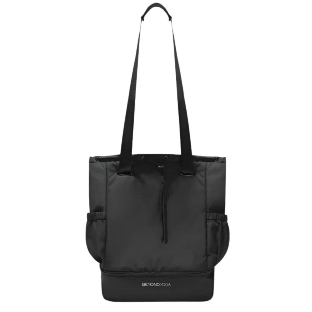 BEYOND YOGA Black Convertible Gym Bag Backpack Drawstring Tote Shoe Compartment